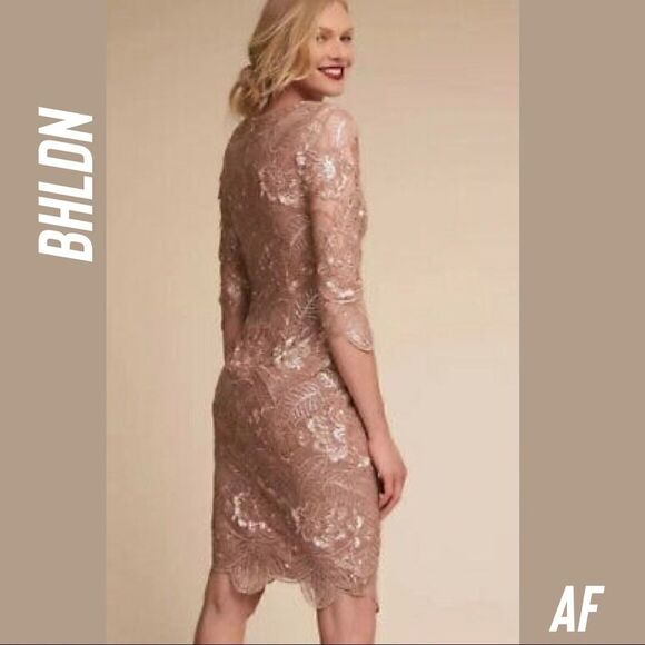 BHLDN  COCKTAIL DRESS SEQUINED EMBELLISHED NEW ROSE GOLD - Picture 3 of 9